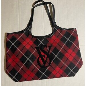 Victoria’s Secret Plaid Tote Bag 6/23 red and black